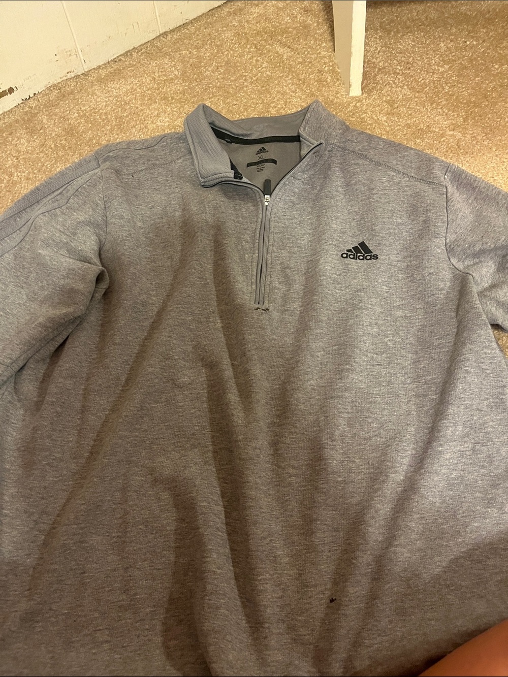 adidas Heather Gray 1/4 Zip Pullover Sweatshirt